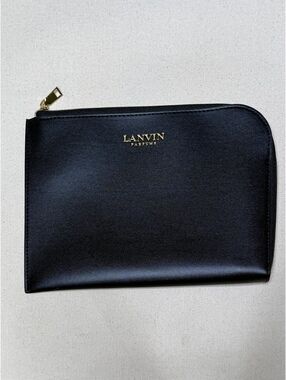 Lanvin Parfums Black Travel Zip Pouch Turkish Airlines Amenity Kit Leather Look